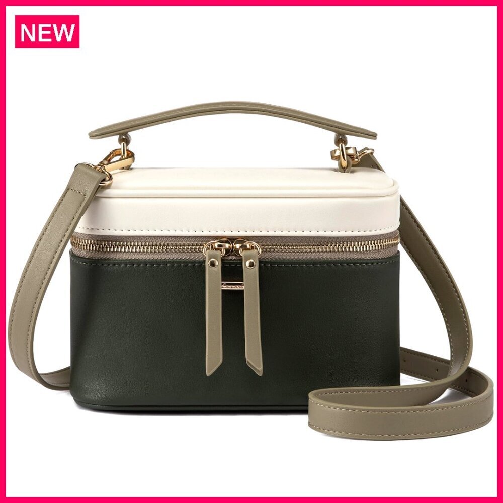 Small PU Leather Crossbody Bag with Top Handle, Multi-Way Carry Purse